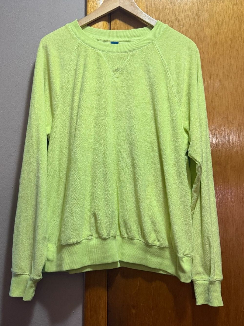 Neon Green Crewneck Jumper Sweatshirt Medium Tall Y2K Sporty Athleisure Dopamine - Picture 6 of 13